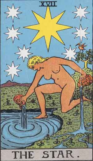 Tarot cards like the star signifies hope even in a health context. There are seven small stars depicted on the card as well as a naked woman